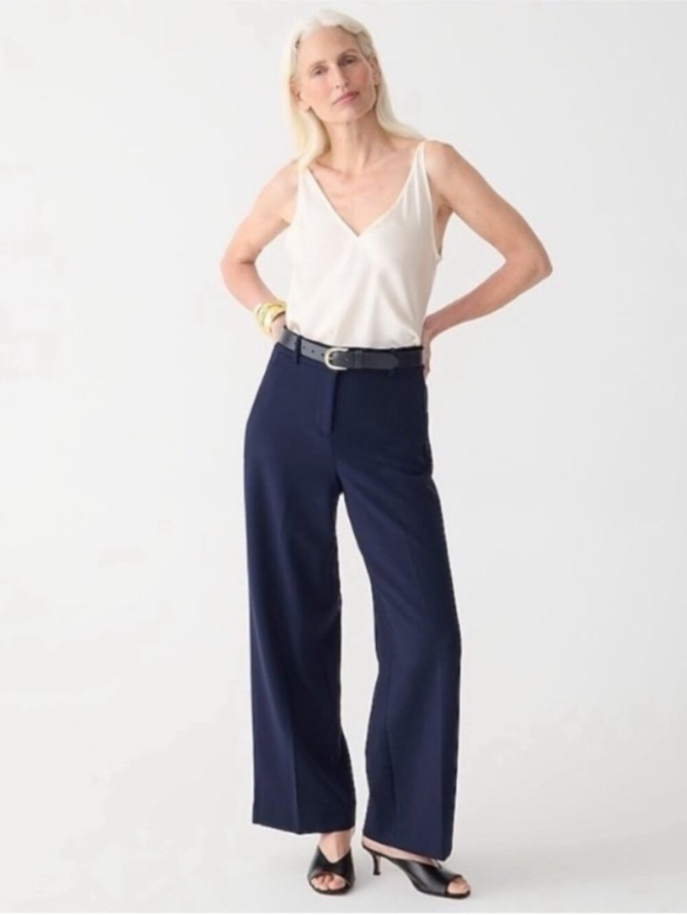 J. Crew Sydney wide-leg pant in bi-stretch cotton blend, Navy, Size 8 NWT
